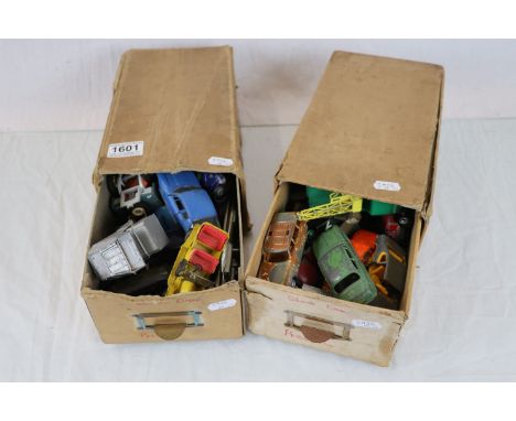 Collection of vintage play worn diecast model vehicles to include Dinky, Matchbox, Corgi & Hot Wheels, mainly road vehicles (