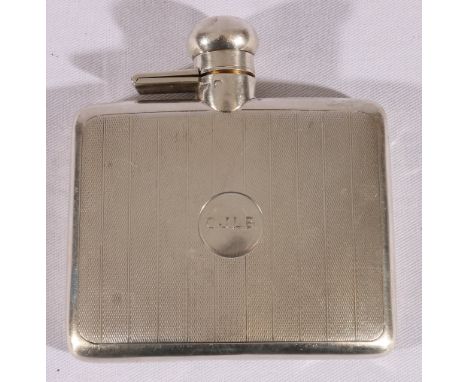 George V silver hip or spirit flask with engine turned decoration, London 1919 Maker S M & Co, Sampson Mordan & Co, 120g.