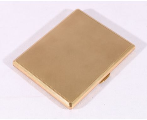 9ct gold cigarette case with engine turned decoration, 143g CONDITION REPORT: Cover rather stained, exterior case, slight dar