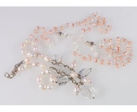 Three freshwater pearl and crystal necklets.