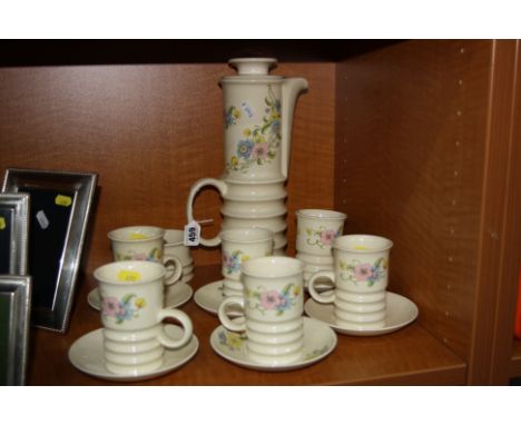 CARLTONWARE COFFEE SET, floral design on cream ground, missing milk jug