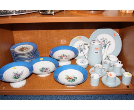 ROYAL WORCESTER 'WOODLAND' COFFEE WARES, to include coffee pot, six coffee cans, five saucers, cream jug, sugar basin and two