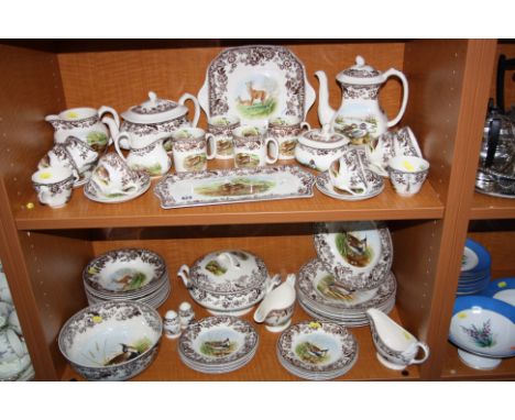 SPODE 'WOODLAND' DINNERWARES, (over 60 pieces)