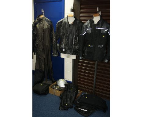 MOTORCYCLE CLOTHING, to include Belstaff jacket (size 50), Swift jacket (size M), Dynamic trousers (size 38), Bikes Paradise 