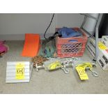 Lot - Wheel Chocks, Strap Sling, Chain, Straps and Lifting Hook Attachments