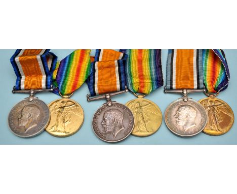 Three pairs of General Service Medals awarded to men of the Royal Army Medical Corps, to include: 78980 Private A. Blackburn;