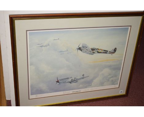 After Terrence Brind 'Dawn Handover' coloured Lithograph limited 414/750, signed by Vice Marshal Johnny Johnson and Lieutenan