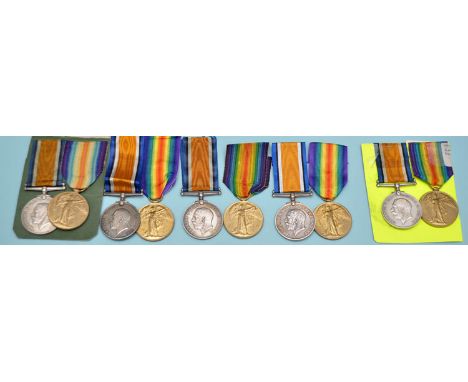 Five pairs of WWI General Service Medals awarded to men of The Royal Army Medical Corps, to include: 114468 Private T.J. Wari
