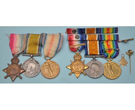 A group of three WWI General Service Medals awarded to: 2247 Private B.C. Thomas, Royal Army Medical Corps, 1914-15 Star, War