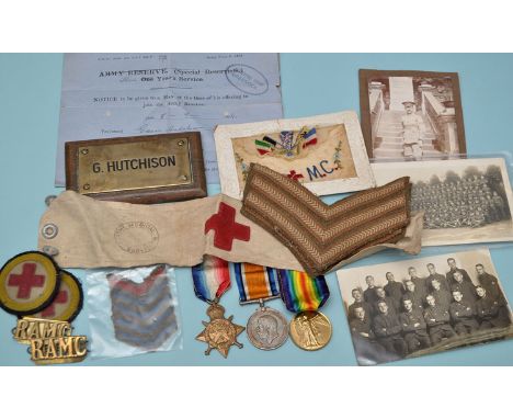 A group of three WWI General Service Medals awarded to: L 32778 Sergeant Gavin Hutchinson Royal Army Medical Corps, 1914 Star