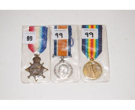 A group of WWI medals, awarded to: 1605 Private A.E. Simster. Royal Army Medical Corps, 1914-15 Star, Victory Medal and War M