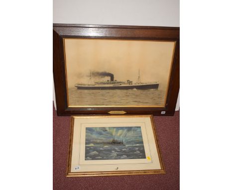 A black and white photographic print of the T.S.S. Anthony, built by R & W Hawthorn Leslie & Co., in oak frames; together wit