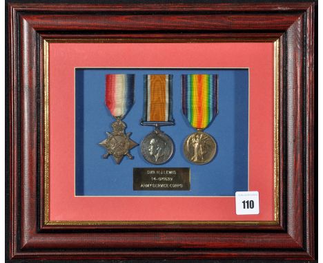 A group of three WWI General Service Medals awarded to: Driver T4-071639 H.J. Lewis, Army Service Corps, 1914-15 Star, War Me