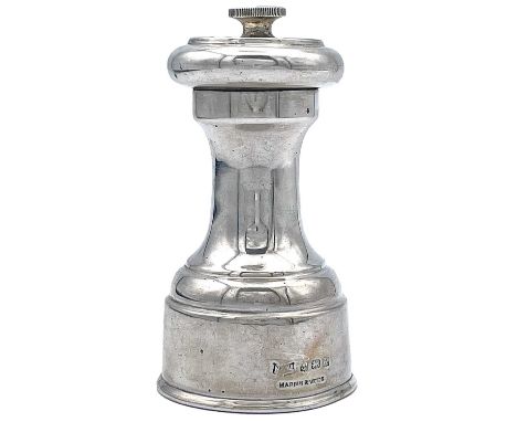 A George V silver capstan form pepper grinder by Mappin &amp; Webb, Birmingham 1924, height 9cm, weight overall 114g.