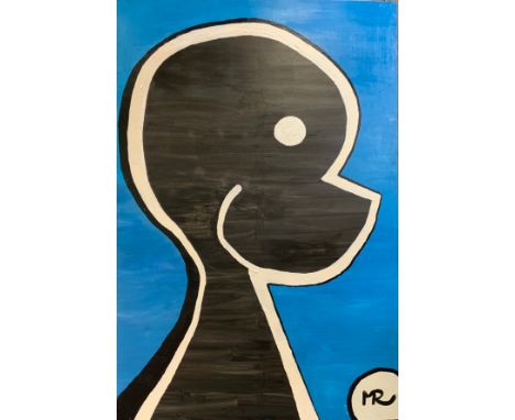 Matthew Rutherford (Art From A Locked-In Mind)  Boy Bluesigned, acrylic on canvas, 150cm x 100cm.Matthew suffered a traumatic
