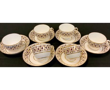 An early 19th century Spode 1023 pattern tea service, for six, in brown and gilt, printed and painted marks. 