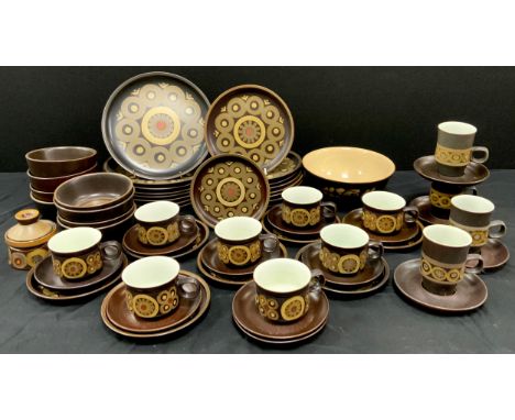 A Denby ‘Arabesque’ pattern table service for eight including; eight dinner plates, eight smaller and side plates, eight tea 
