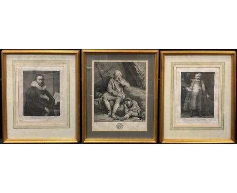 Rembrandt , after, engraving, portrait of Borgomstro Olandese, 30cm x 24cm  another  Dall Arcato Ciglio, Ei Volge Intorno Imp