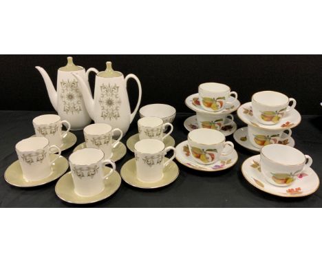 A Royal Adderley's Adelphi pattern coffee set, for six; six Royal Worcester Evesham tea cups and saucers . 