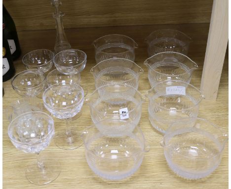 8 glass Regency rinsers, champagne glasses, decanter etc