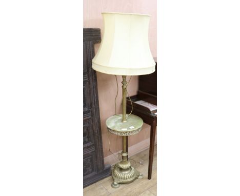 A Victorian brass and onyx standard lamp, (converted to electricity) H.177cm