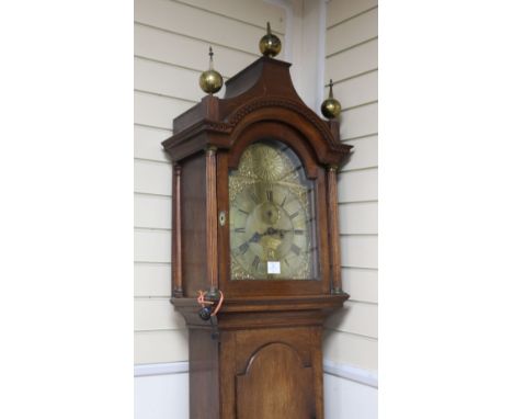 A late 18th century eight day longcase clock, H. approx. 230cm