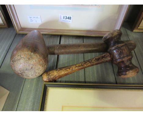 A wooden gavel and wooden mallet