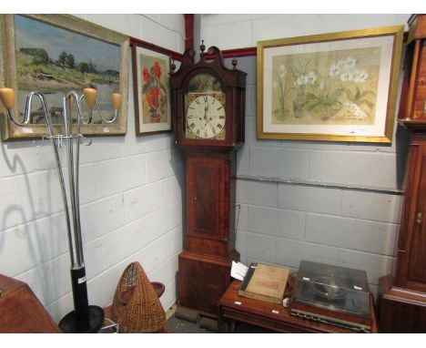 A P.Feren of Dundee mahogany longcase clock with broken arch pediment set with turned finials, abbey design Roman numerated f