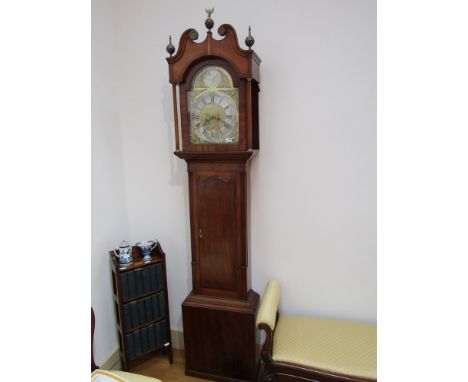 A George III mahogany cased longcase clock. Dial signed Wrigley, Blackburn. 8 day movement of four pillar construction with r