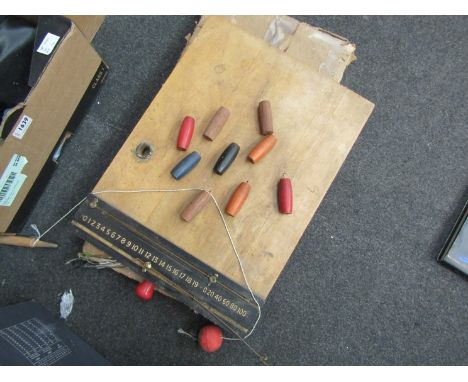 A boxed bagatelle board etc 