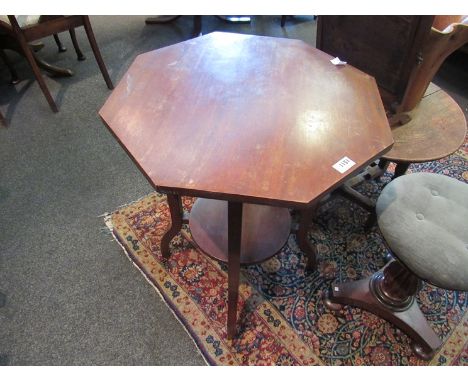 A 1930's walnut octagonal top lamp table with undertier 