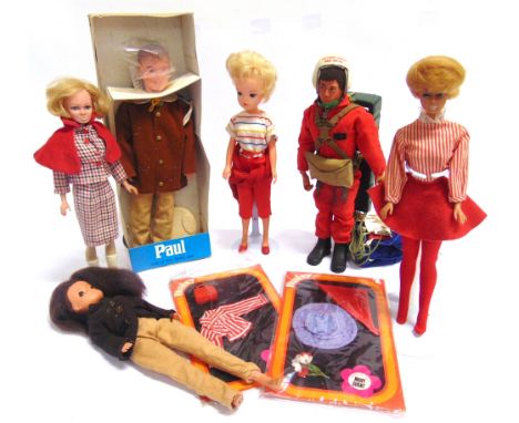 ASSORTED PLASTIC DOLLS  including an early Sindy, all but one unboxed (Action Man lacking one thumb); together with two Daisy