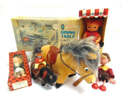 ASSORTED TOYS  comprising two Thelwell ponies, one with rider; a Hummelwerk plastic doll, boxed; another doll, boxed; a Pelha