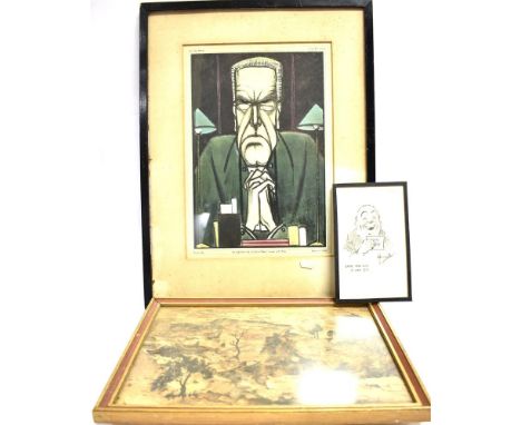 KAPP Edmond Xavier (1890-1978) Sir Ernest Pollock Master of the Rolls caricature Coloured lithograph;  together with an Austr