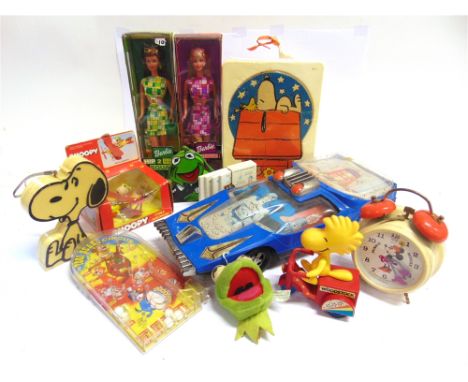 ASSORTED TOYS  comprising a Guardians of the Universe Super Car; Louis Marx Yogi Bear's Circus bagatelle; two Barbie dolls, e
