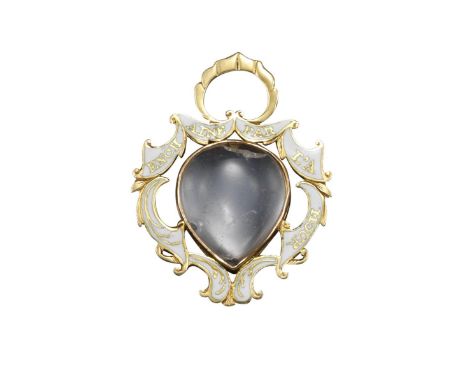 A George III sentimental enamel and gold locket, with the words 'Mon coeur est a vous' to one side on red enamel and 'enchain