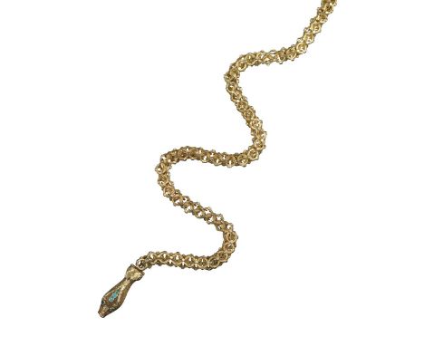 A late George III style two-colour gold longuard chain, the textured circular links multi-joined with small flat sections, th