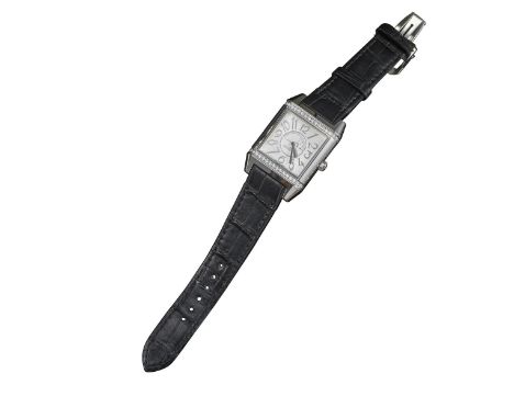 A Jaeger-LeCoultre Reverso Squadra Lady Duetto white gold wristwatch, automatic movement, one side with white gold Roman nume