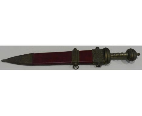 Detailed replica Roman Gladius with scabbard, brass hilt and mounts. Not available for in-house P&amp;P 