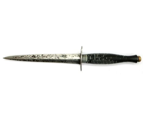 British WWII third pattern Fairbairn Sykes Commando dagger, the cross guard marked A Wright &amp; Sons. P&amp;P Group 2 (£18+