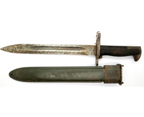 WWII US Garand M1 bayonet, made by The American Fork &amp; Hoe Company. Vendor advises this Bayonet was found in a cellar Nea