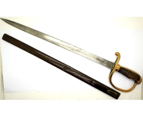 Ottoman Empire Turkish officers short sword with steel scabbard, blade straight, slightly pitted but no sign of damage, wear 