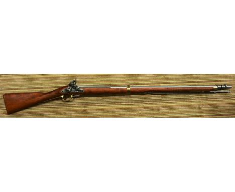 Replica Flintlock musket with full working mechanism and bayonet, (non firing). P&amp;P Group 3 (£25+VAT for the first lot an