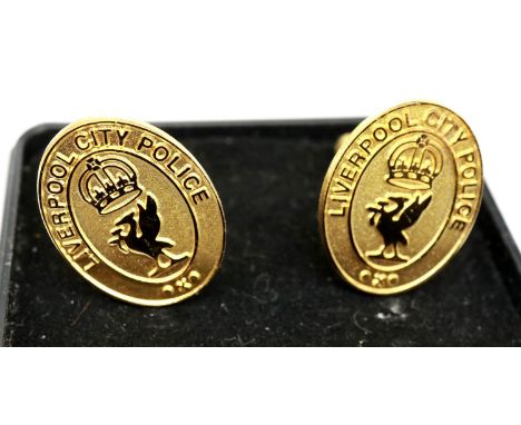 Liverpool City Police gold plated cufflinks. P&amp;P Group 1 (£14+VAT for the first lot and £1+VAT for subsequent lots) 