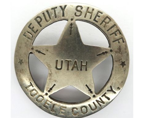 US Sheriff Department badge: Deputy Sheriff, Utah Tooele County. P&amp;P Group 1 (£14+VAT for the first lot and £1+VAT for su
