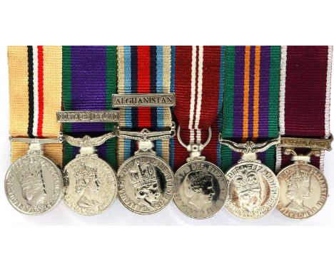 Miniature medal group of six, court mounted. P&amp;P Group 1 (£14+VAT for the first lot and £1+VAT for subsequent lots) 