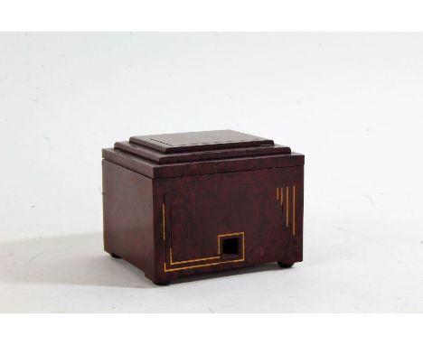 Art Deco 'The Magic Casket' cigarette box/dispenser, with bakelite case, 10.5cm wide