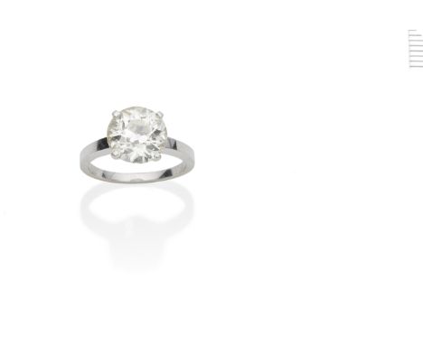 A diamond single-stone ringThe brilliant-cut diamond, weighing 5.37 carats, within a four-claw setting, ring size P½