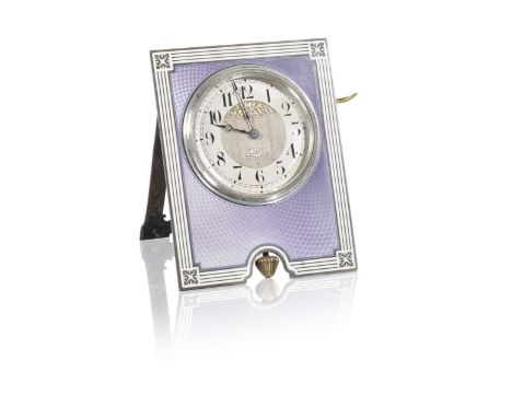 A Silver and Enamel minute repeating Keyless desk clock, by E. Mathey for Vacheron &amp; Constantin, 1929The rectangular case