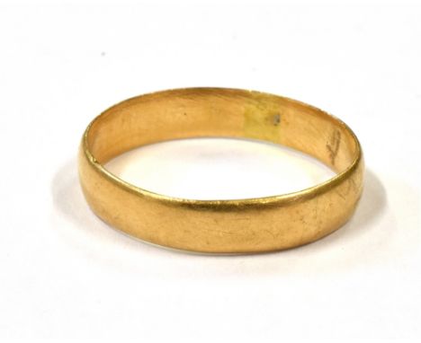 AN 18CT GOLD BAND RING  Birmingham hallmark, misshapen shank, sold as seen, weight 2.2g